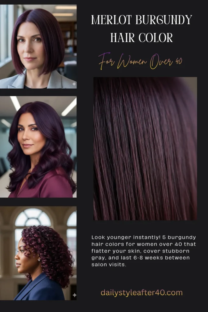Merlot Burgundy Hair Color for Professional Women Over 40