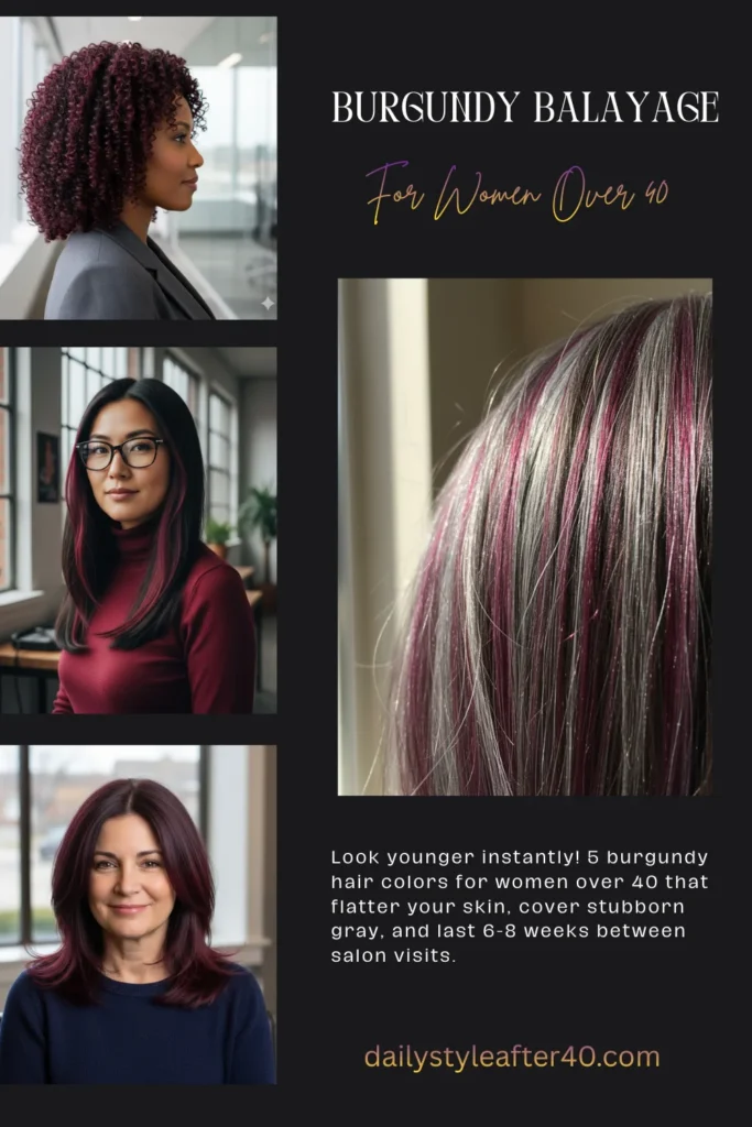 Burgundy Balayage for Women Over 40: Low Commitment Option