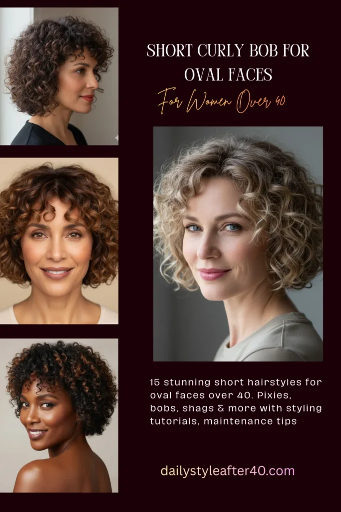 Short Curly Bob for Oval Faces Over 40