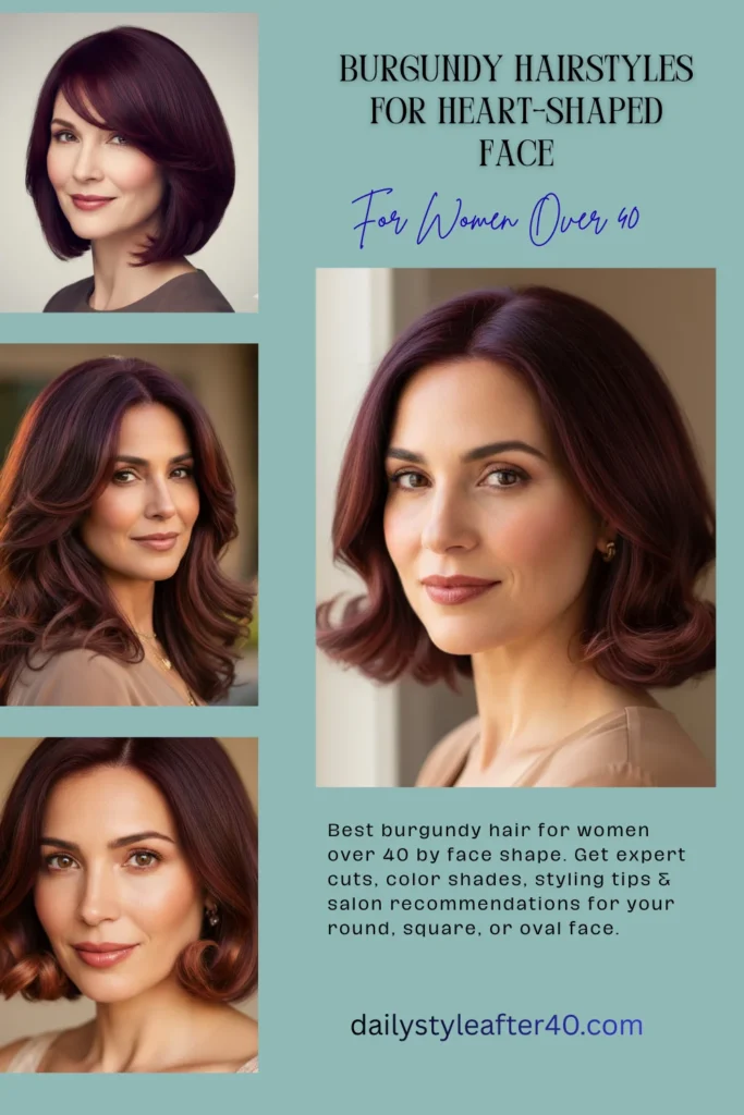 Burgundy Hairstyles for Heart-Shaped Face