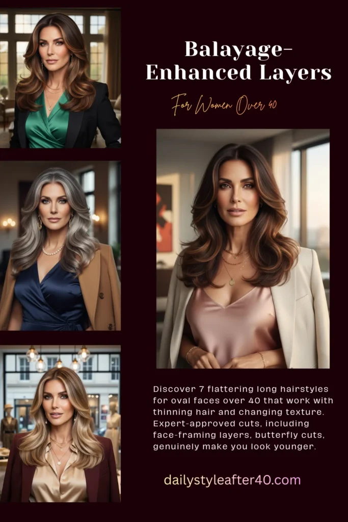  Balayage-Enhanced Layers: Strategic Color That Elevates Long Hairstyles for Oval Faces Over 40