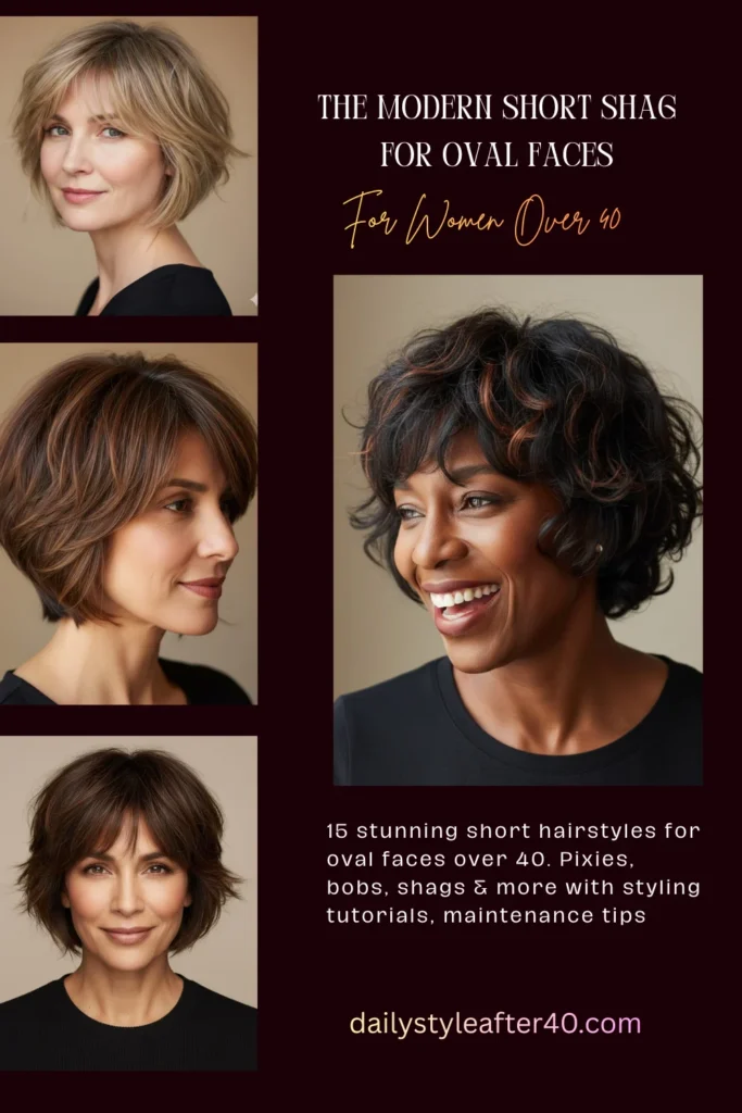 The Modern Short Shag for Oval Faces Over 40
