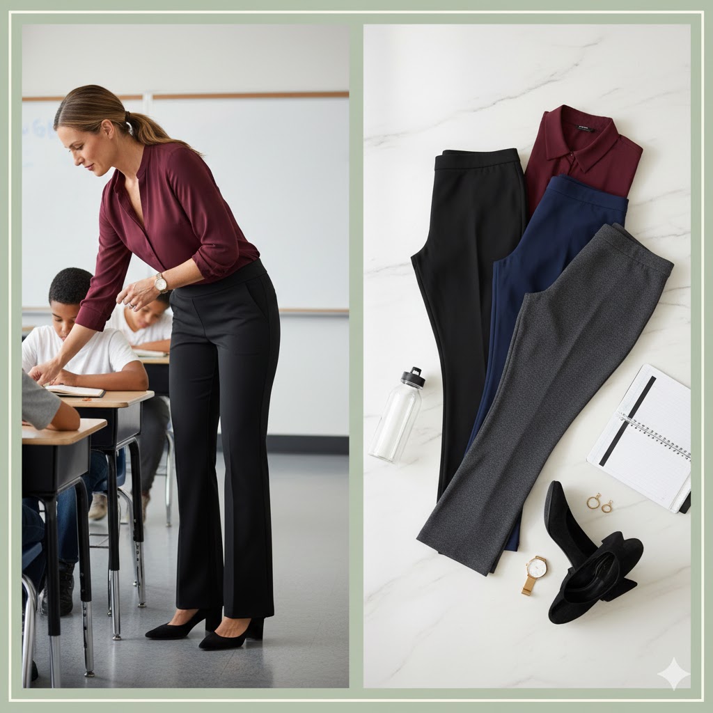 Boot-Cut Yoga Dress Pants – All-Day Comfort for Teachers Over 40