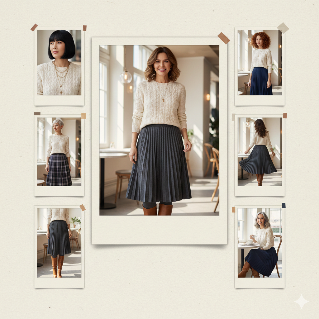 Cable Knit & Midi Skirt Winter Birthday Outfit