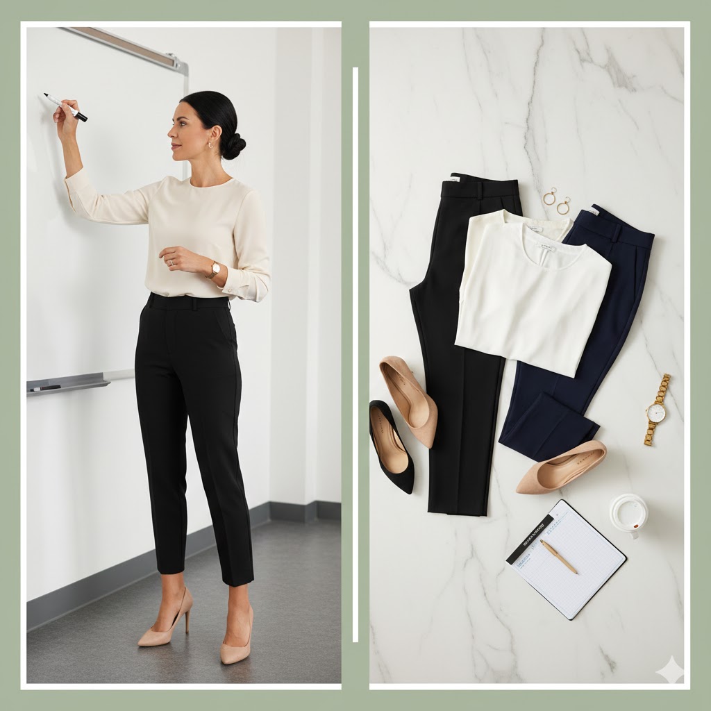 High-Waisted Ankle Pants – Modern Teacher Pants for Women Over 40