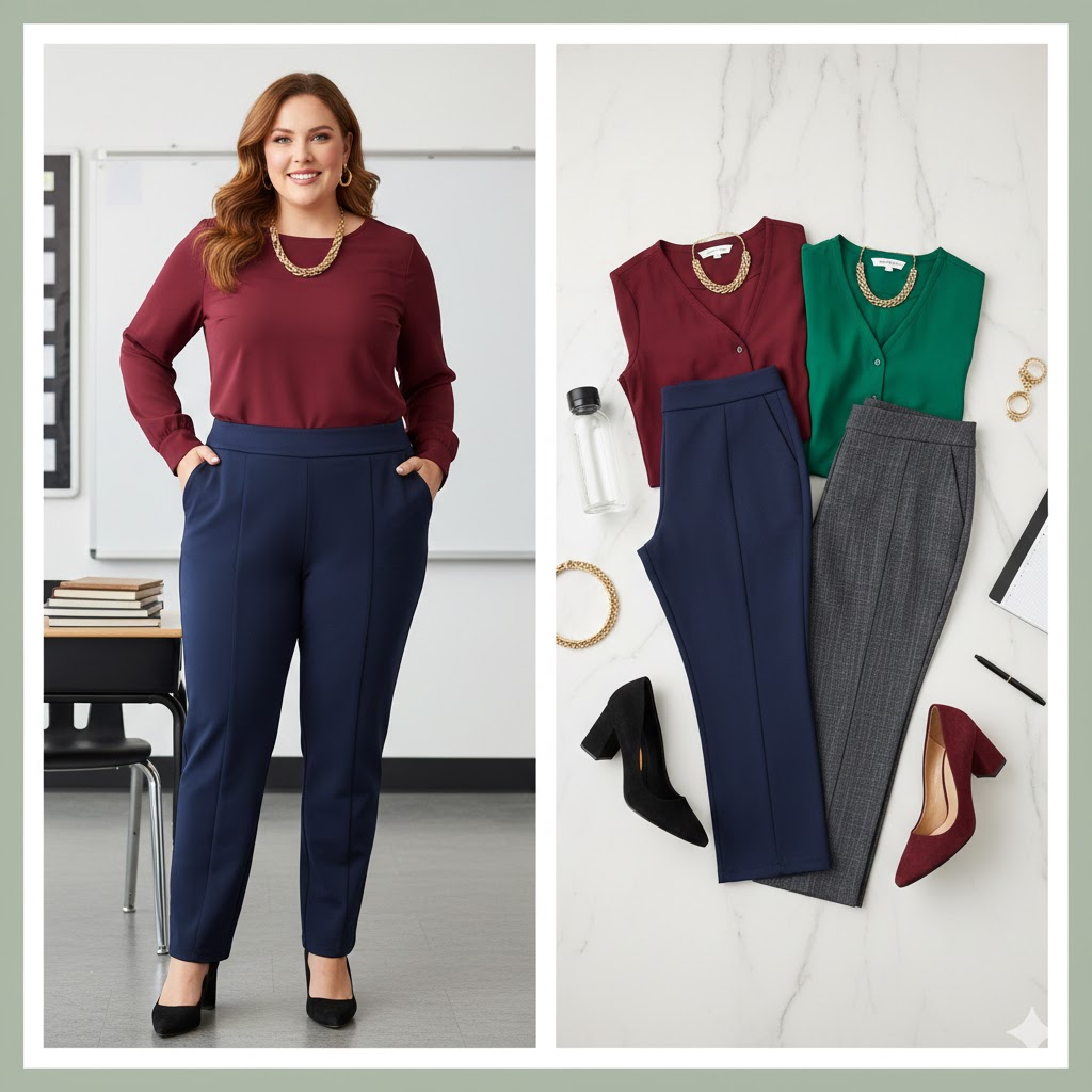 Plus-Size Flattering Pants – Inclusive Teacher Pants for Women Over 40