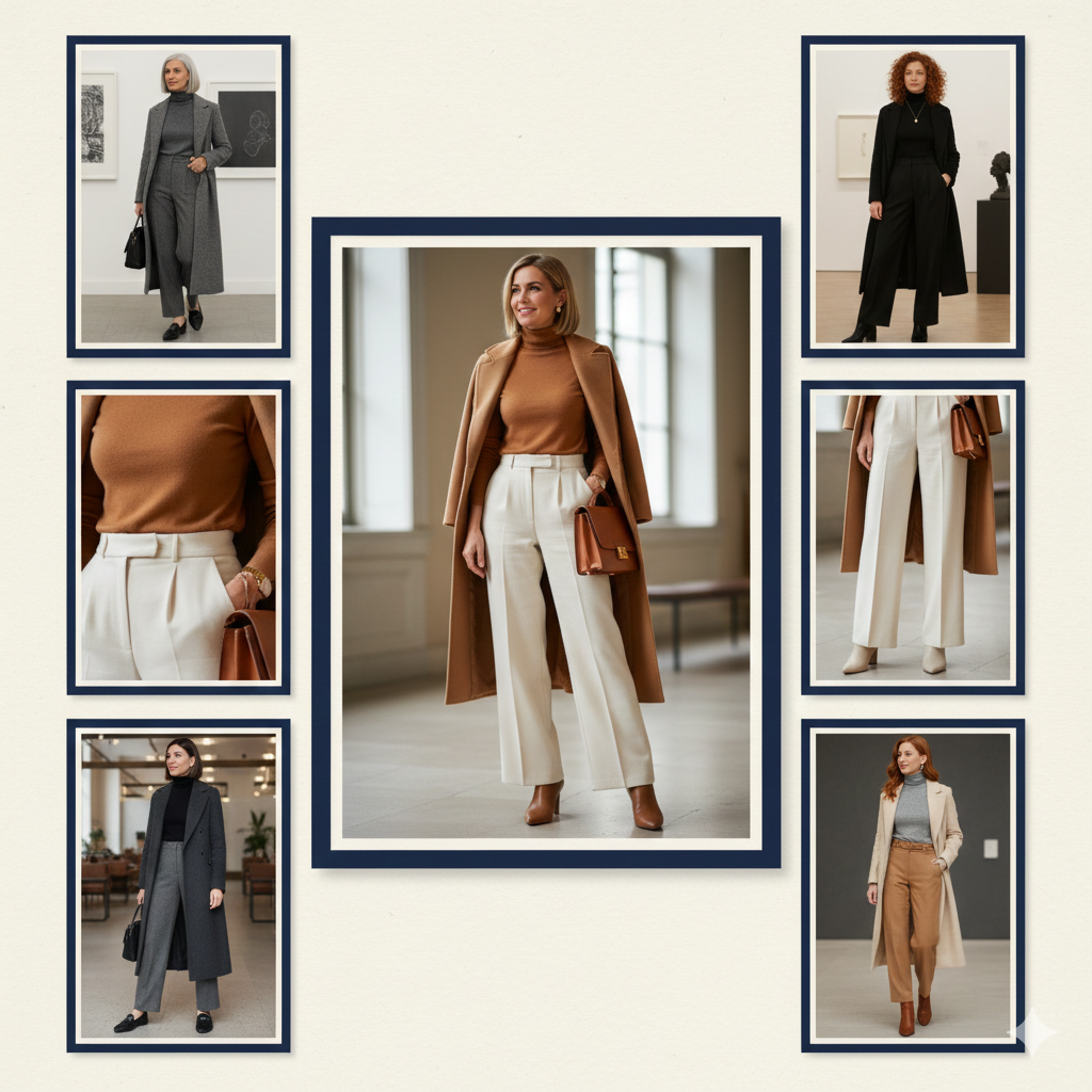 Winter Birthday Outfit Ideas: The Wide-Leg Trouser Look for  women over 40