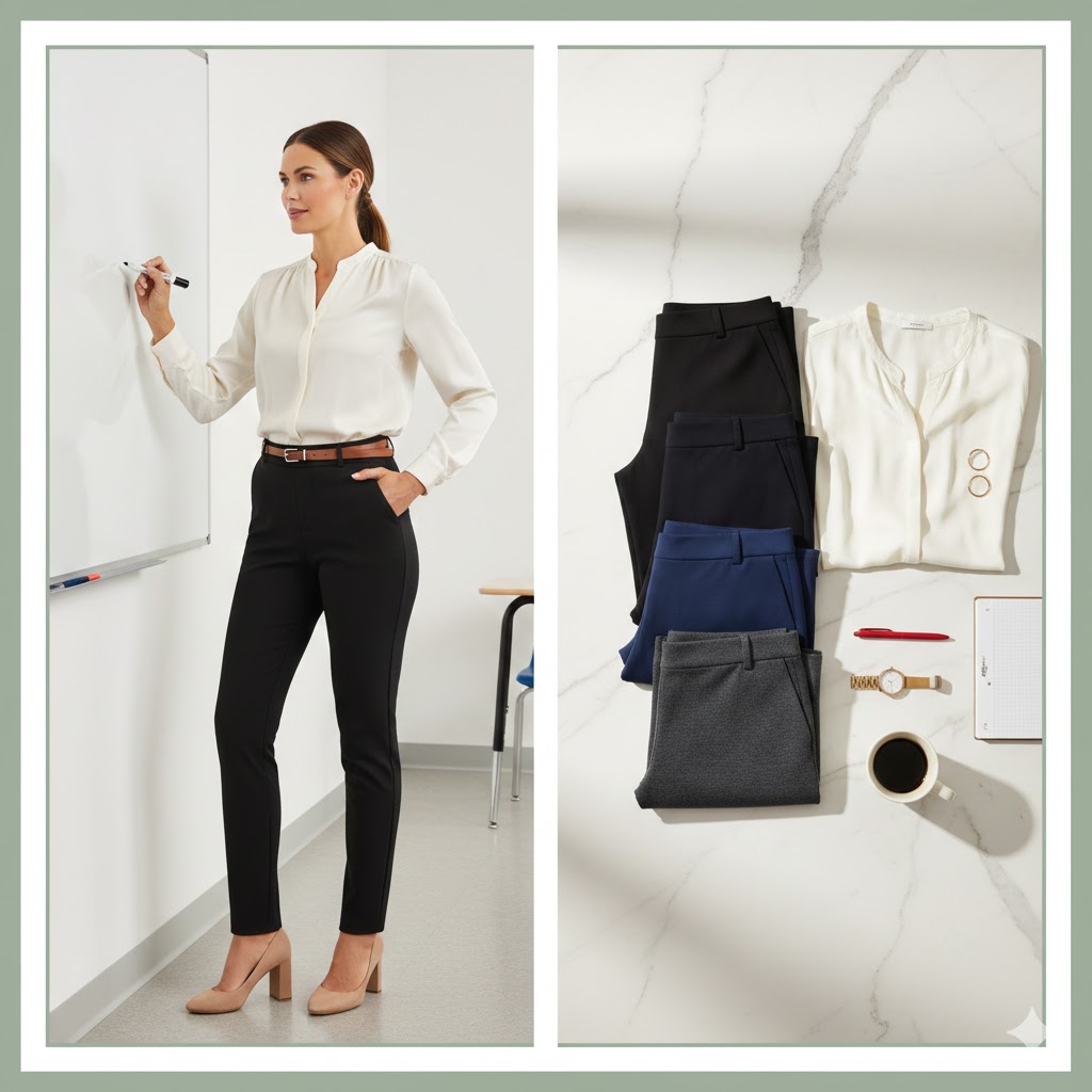 Tummy Control Stretch Pants – Best Teacher Pants for Women Over 40