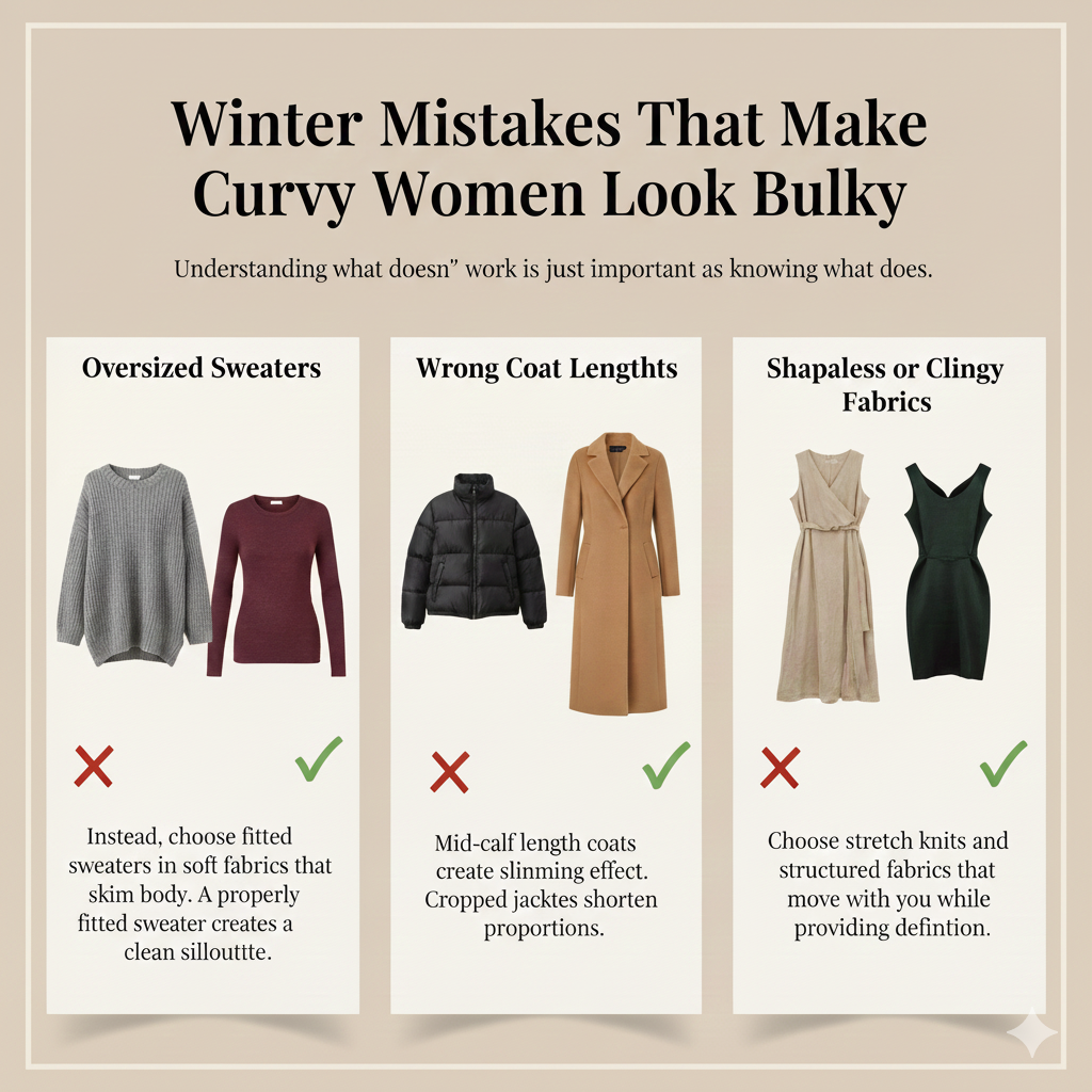 Winter Mistakes That Make Curvy Women Look Bulky