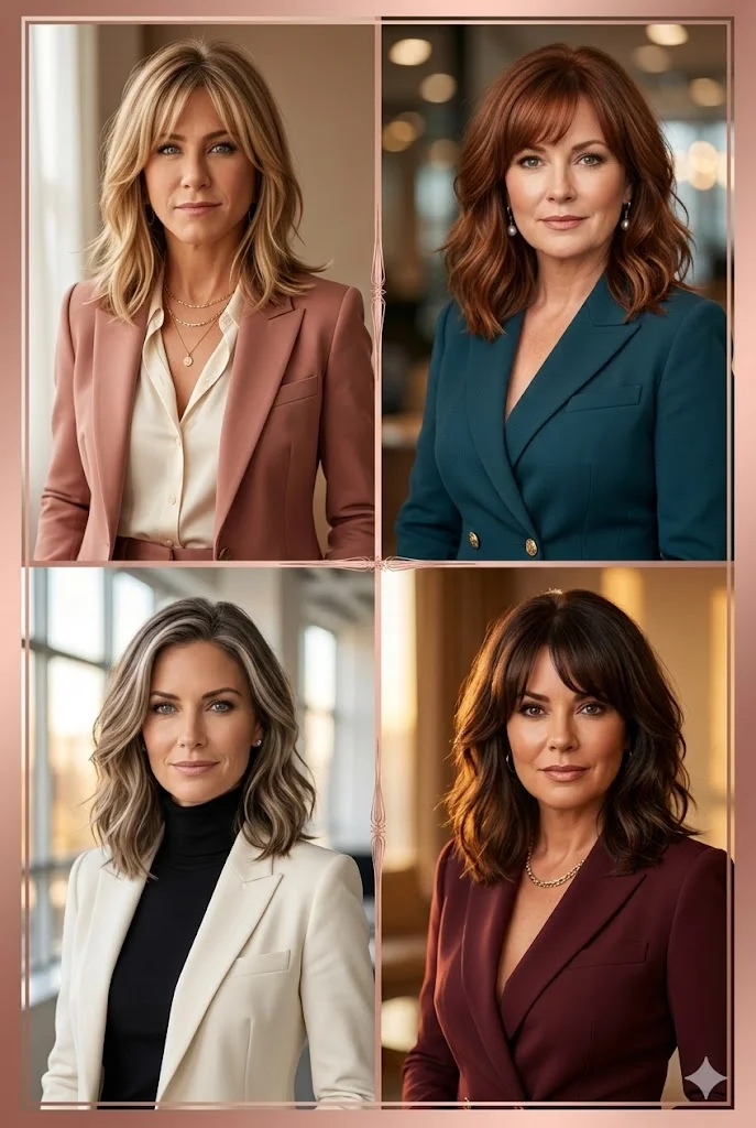 The Soft Layered Lob – Professional Office Hairstyle for Women Over 40