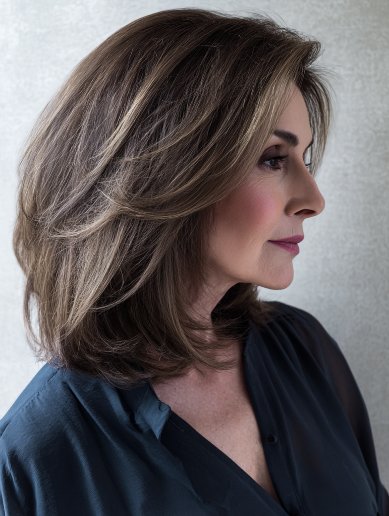 Layered Lob With Side Part