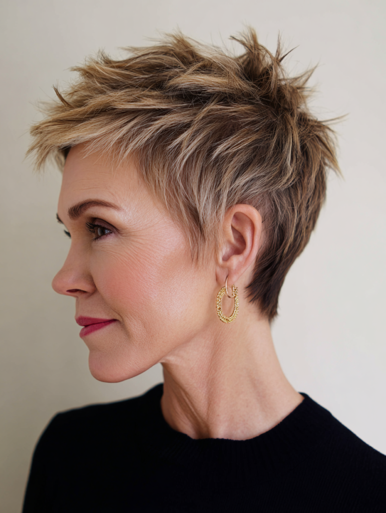 Sassy Haircuts for Women Over 40:Textured Pixie With Attitude