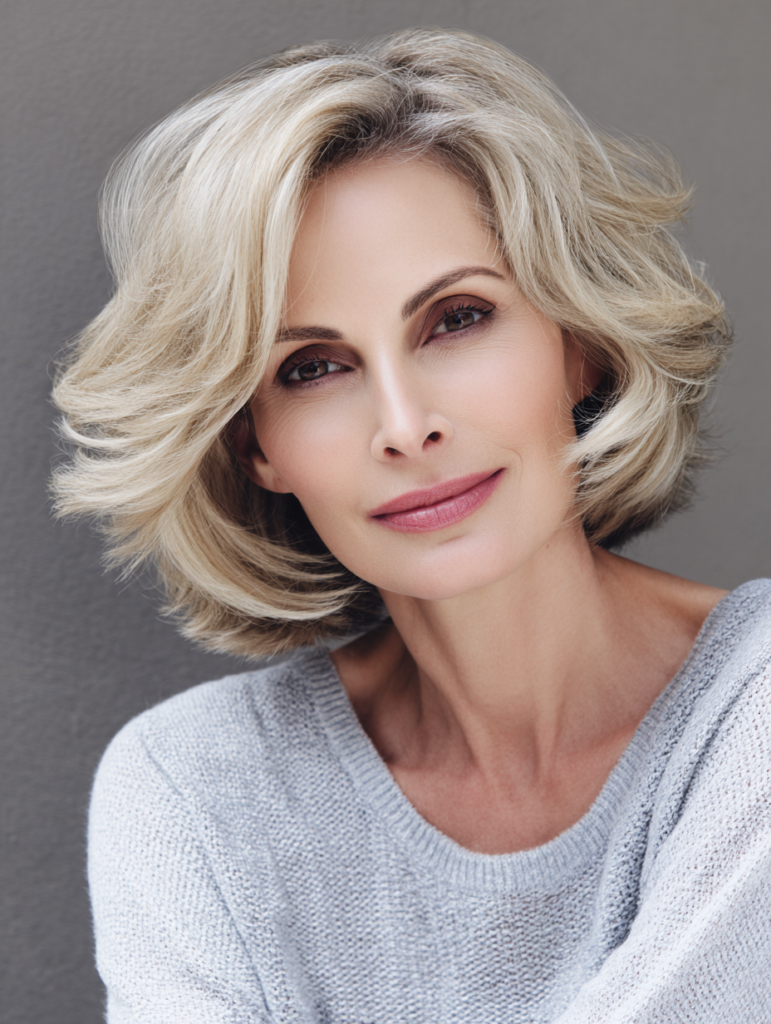 Wavy Hairstyles for Women Over 40: Side-Swept Wavy Layers