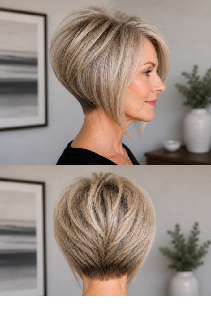Voluminous Stacked Bob for Fine Hair